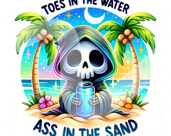 Funny Summer Skeleton PNG: Beach Vacation Clipart (Digital Download)