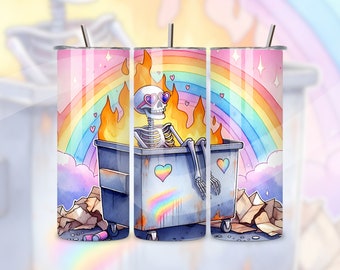 Dumpster Fire Skeleton 20oz Tumbler Wrap: Sarcastic PNG (Digital Download)