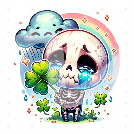 Sad Crying Skeleton PNG, Funny St Patricks Day Clipart, Skeleton Clipart, Leprechaun Sublimation PNG, Saint Patricks Day Tshirt Design