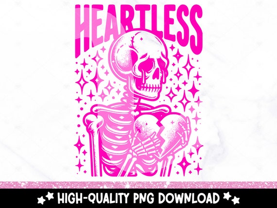 Heartless Skeleton PNG, Trendy Retro Skeleton Clipart, Funny Karma Sublimation Design, Snarky DTF Transfer, DTG Tshirt Png, Anti Valentines