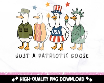 Patriotic Goose PNG: 4th of July USA Clipart (Digital Download)