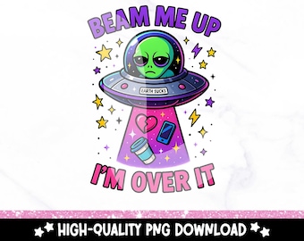 Funny Alien PNG Download: Antisocial Clipart, Sarcastic Sublimation Design