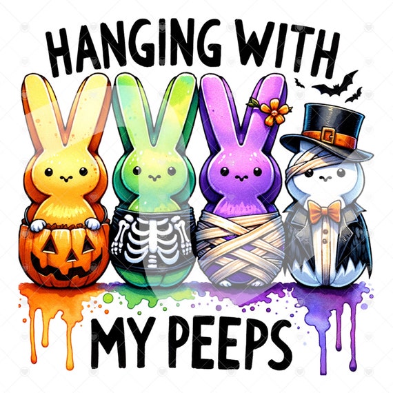 Cute Spooky Easter Bunny Clipart, Easter Peeps Shirt Sublimation Design, Halloween Digital Download, PNG Instant Tshirt Design, Glass Jar