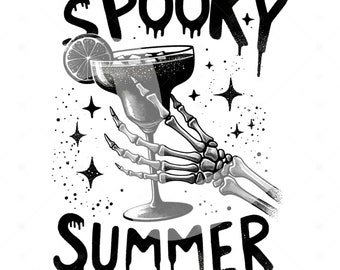 Spooky Summer PNG, Summer Vibes Skeleton Clipart, Pastel Goth PNG, Tropical Drink Sublimation Design, Summer Vacation DTF File, Trendy Shirt