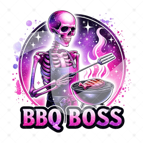 BBQ Boss Skeleton Clipart, Funny Grilling Skeleton PNG, Fathers Day Tshirt Design, 4th of July Sublimation Digital Download, Patriotic DTF