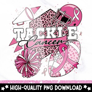 Tackle Cancer Football PNG: Breast Cancer Awareness Pink Out Clipart (Digital Download)