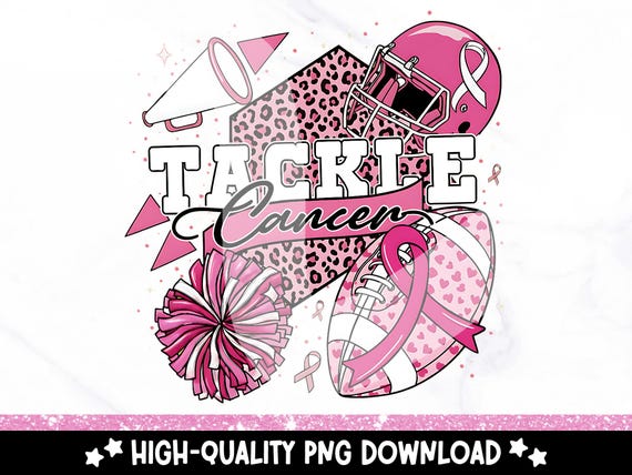 Tackle Cancer Football PNG: Breast Cancer Awareness Pink Out Clipart (Digital Download)