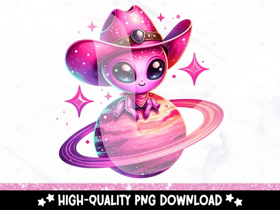 Cosmic Cowgirl PNG, Cowboy Alien Sublimation Design, Funny Western Clipart, Retro Cute Alien PNG, Cowgirl DTF Transfer File, Mug, T-shirt