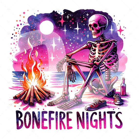 Summer Bonfire PNG, Funny Summer Skeleton Clipart, Bonefire Nights Snarky Skeleton Sublimation Design, Summer Vacation DTF File, Shirt File