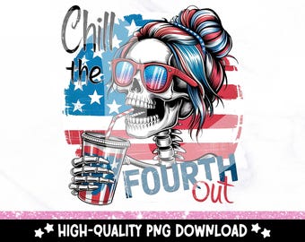 Esqueleto divertido del 4 de julio PNG: Clipart retro del Día de la Independencia (Descarga digital)
