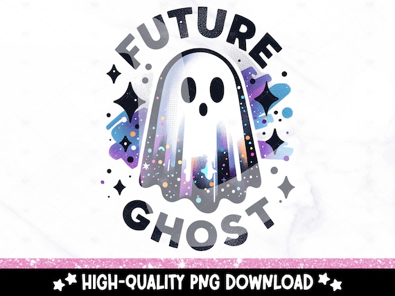 Future Ghost PNG, Retro Ghost Shirt Sublimation Design, Spooky Halloween PNG, Cute Ghost DTF Transfer, Trendy Tshirt, Tumbler Wrap, Mug