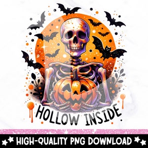 Hollow Inside PNG, Snarky Skeleton Shirt Sublimation Design, Spooky Halloween PNG, Sassy Skeleton DTF Transfer, Trendy Tshirt, Tumbler Wrap