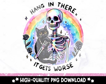 Snarky Skeleton PNG: Funny Mental Health Clipart (Digital Download)