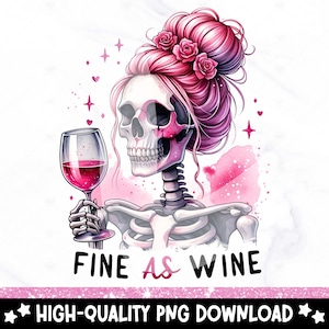 Fino como vino PNG, imágenes prediseñadas de esqueleto espeluznante, diseño de sublimación amante del vino, archivo de transferencia DTF bebedor de vino, linda camisa de esqueleto PNG, taza png