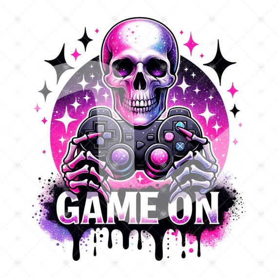 Game On PNG, Skeleton Gamer Clipart, Gaming Tshirt Sublimation Design, Gaming Controller PNG, Gamer Shirt Design File, Glass Jar, Tumbler