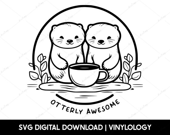 Otterly Awesome Funny SVG, Aesthetic Svg, Cute Otter Svg, Trendy Otters Svg, Funny Quote Clipart PNG, Cricut Cut Files, Silhouette Files