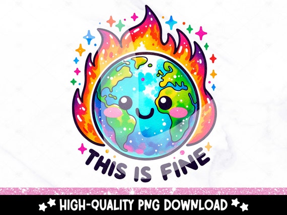 This is Fine PNG, Earth on Fire Clipart, Sarcastic Sassy Clipart, Sarcasm Png, Snarky Shirt Design, Sublimation DTF Transfer File, Mug Wrap