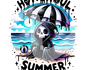 PNG de verano de fantasmas: Sublimación de esqueleto sarcástico (descarga digital)