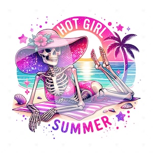 Funny Summer Skeleton PNG: Hot Girl Clipart (Digital Download)