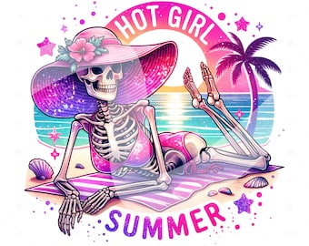 Funny Summer Skeleton PNG: Hot Girl Clipart (Digital Download)