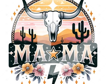Mama Western Lightning Bolt PNG: Mother's Day Clipart (Digital Download)