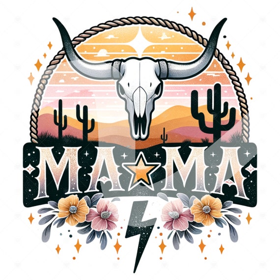 Mama Western Lightning Bolt PNG, Mother's Day PNG, Mama Western Clipart, Mama Cowboy Sublimation Design, Western DTF Transfer, Shirt, Mug