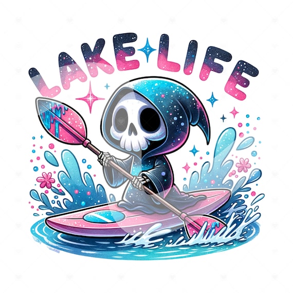 Lake Life PNG, Summer Grim Reaper Clipart, Lake Bum, Spooky Skeleton Sublimation Design, Summer Vacation DTF File, Trendy Shirt Design