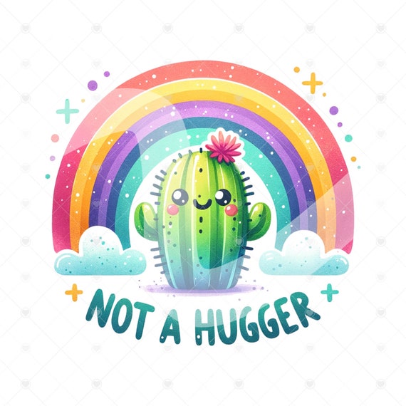 Not a Hugger PNG, Funny Cactus Sublimation Clipart, Snarky Tshirt Design File, Sublimate Shirt Design, Glass Jar Wrap, Cactus Tumbler Wrap