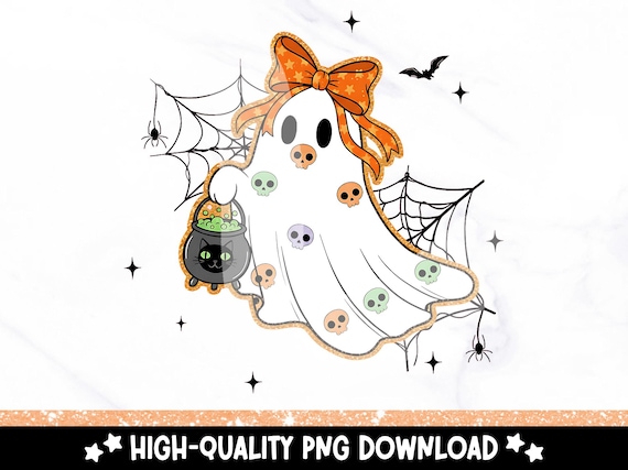 Coquette Ghost PNG: Trendy Girly Halloween Clipart (Digital Download)