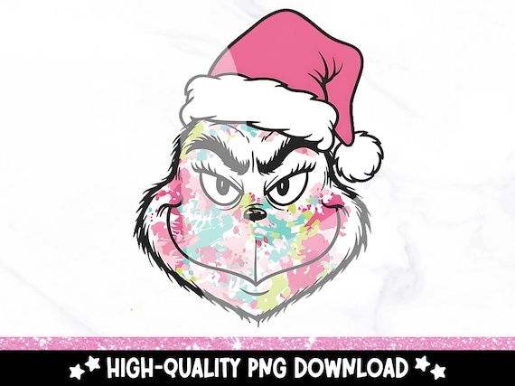 Christmas Mean One PNG: Colorful Santa Brushstroke Clipart (Digital Download)