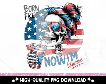 Esqueleto divertido del 4 de julio PNG: Clipart sarcástico del Día de la Independencia (Descarga digital)