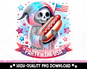 Funny Patriotic Grim Reaper Hotdog PNG Clipart (Digital Download)