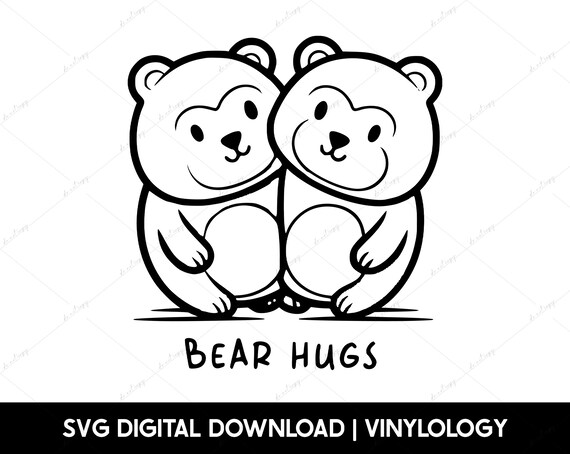 Bear Hugs SVG, Teddy Bear SVG Files for Cricut, Teddy Bear Clipart PNG, Cute Aesthetic Design Files, Funny Puns Svg, Silhouette Files