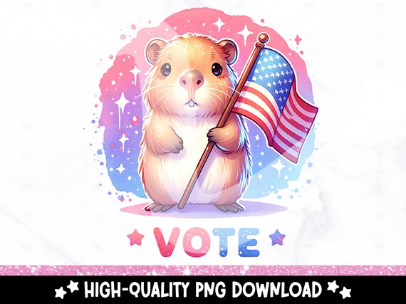 Vote PNG, Funny Election 2024 Clipart, Cute Capybara Sublimation Design, Presidential Campaign DTF Transfer File, Trendy Vote Tshirt Png