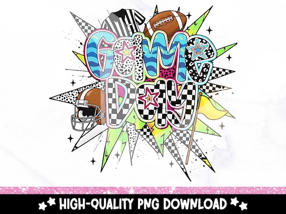 Retro Football Game Day PNG: Preppy Sports Clipart (Digital Download)