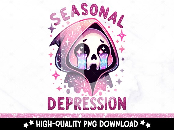 Seasonal Depression PNG, Sad Skeleton Clipart, Depressed Grim Reaper Sublimation Design, Snarky Mental Health DTF Transfer, Mug, Tumbler