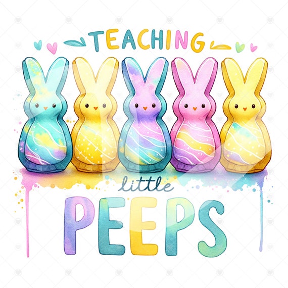 Cute Easter Teacher Clipart, Teaching Little Peeps PNG, Easter Bunny Png, Retro Easter Png, Easter Sublimation Design, Digital Download