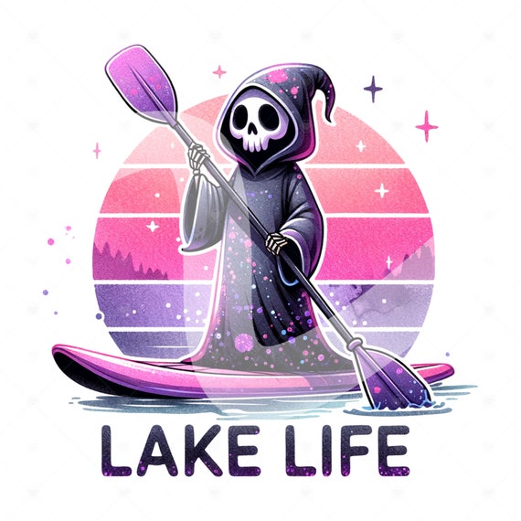 Lake Life PNG, Summer Grim Reaper Clipart, Lake Bum, Spooky Skeleton Sublimation Design, Summer Vacation DTF File, Trendy Shirt Design