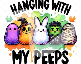 Cute Spooky Easter Bunny Clipart, Easter Peeps Shirt Sublimation Design, Halloween Digital Download, PNG Instant Tshirt Design, Glass Jar
