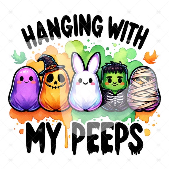Cute Spooky Easter Bunny Clipart, Easter Peeps Shirt Sublimation Design, Halloween Digital Download, PNG Instant Tshirt Design, Glass Jar