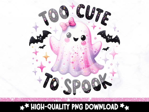 Too Cute To Spook PNG, Cute Pastel Halloween Clipart, Kids Ghost Sublimation Design, Spooky Png, Trendy Halloween UV DTF Transfer, Jar Wrap