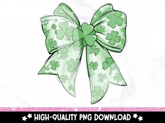 Coquette St Patrick's Day Bow PNG, Saint Patricks Day Clipart, Shamrock Preppy Bow Sublimation Design, Trendy Lucky Design, Irish Shirt PNG