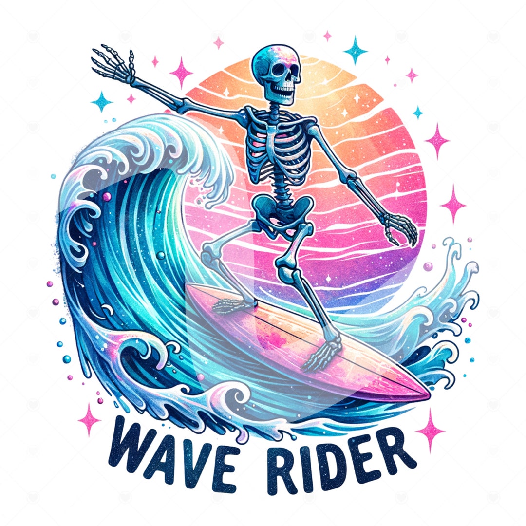 Funny Skeleton Surfing PNG: Summer Beach Clipart (digital Download) - Etsy