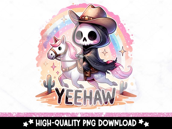 Yeehaw Grim Reaper PNG, Western Sublimation Design Download, Vintage Sublimations, Retro Skeleton Clipart, Summer Shirt Design, Tumbler Wrap