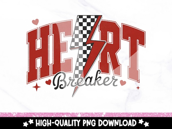 Heart Breaker Checkered PNG, Retro Valentine PNG Design, Single Sublimation Clipart, Anti Valentine's Day Png, Funny Valentine Png, T Shirt