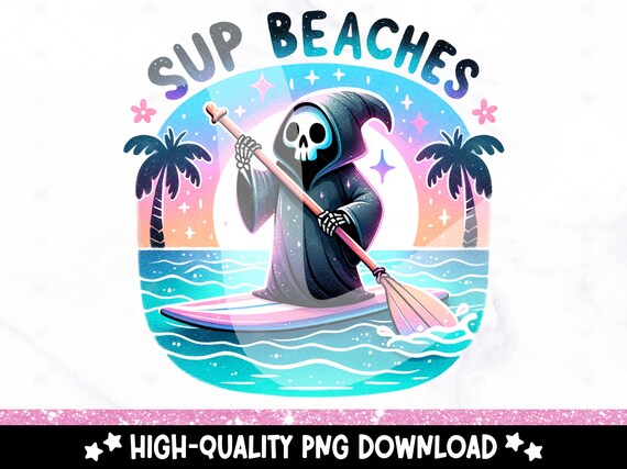 Sup Beaches Retro PNG, Stand Up Paddle Board PNG, Funny Summer Skeleton Clipart, Snarky Sublimation Design, Vacation DTF File, Lake Tshirt
