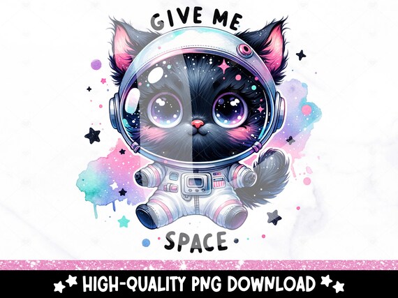 Give Me Space Cat PNG, Spooky Black Cat Clipart, Snarky Tshirt Sublimation Design, Sarcastic DTF Transfer, Mental Health, Sticker, Mug, Wrap
