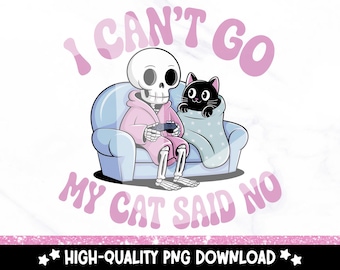 Funny Cat Skeleton PNG: Introvert Clipart (Digital Download)