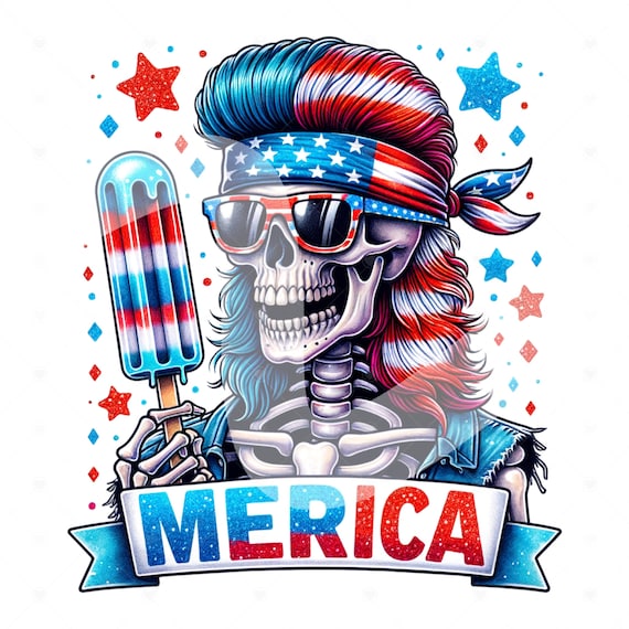 Fourth of July Skeleton Clipart, Funny Merica PNG, Snarky Skeleton Sublimation Design, 4th of July DTF Transfer File, Trendy Freedom Shirt