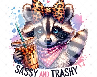 Funny Raccoon Clipart: Sassy Trash Panda Coffee Design (PNG Digital Download)